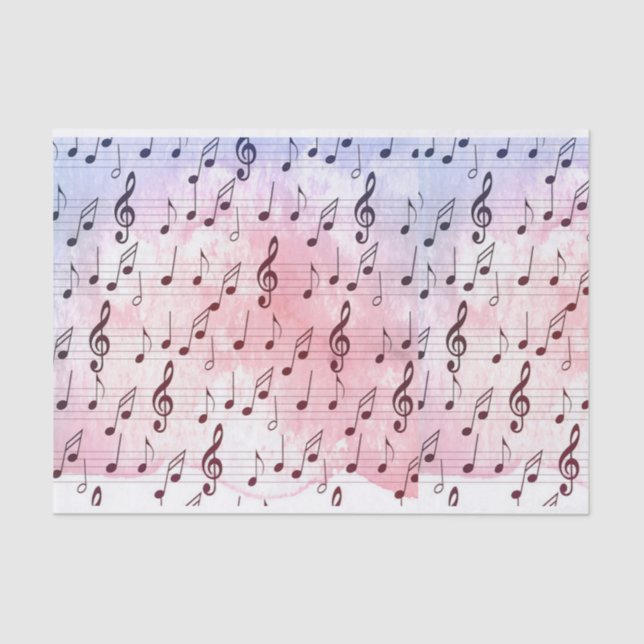 Papier Mousseline Noir et blanc note musicienne Motif (Recto)