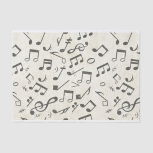 Papier Mousseline Noir et blanc note musicienne Motif