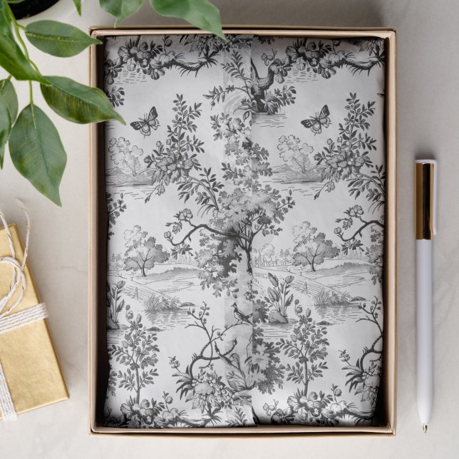 Papier Mousseline Noir et Blanc Vintage  (Créateur téléchargé)