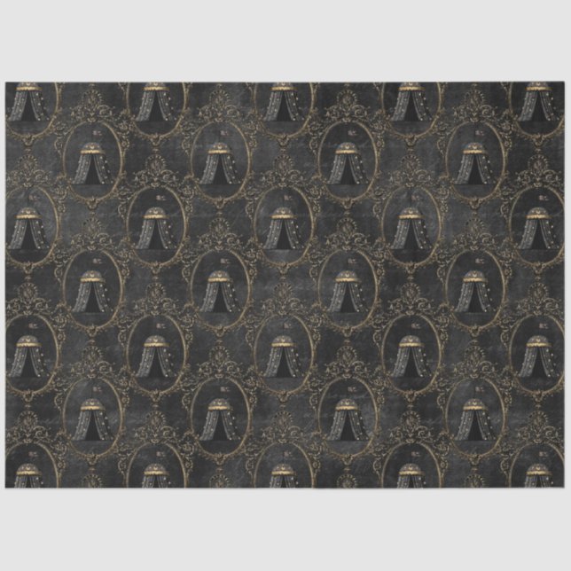 Papier Mousseline Noir et Gold Circus Series Design 12 (Recto)