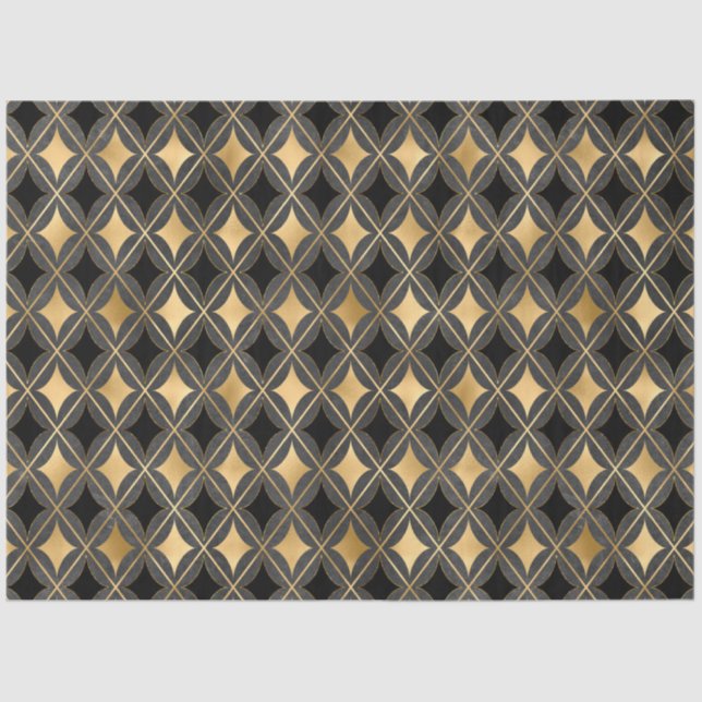 Papier Mousseline Noir et Gold Circus Series Design 15 (Recto)