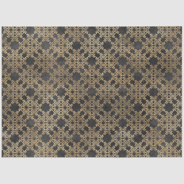 Papier Mousseline Noir et Gold Circus Series Design 9 (Recto)