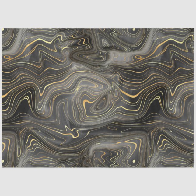 Papier Mousseline Noir et Gold Strata Series Design 11 (Recto)