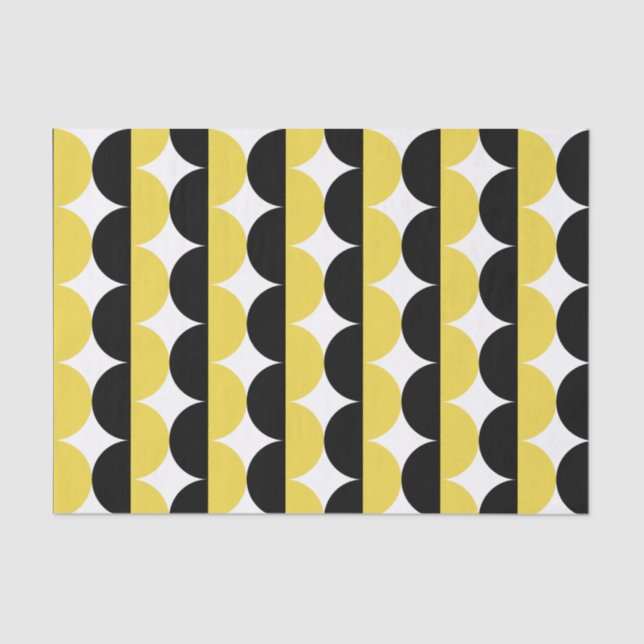 Papier Mousseline Noir et Jaune Mid Century moderne Vave (Recto)