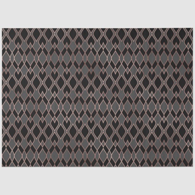Papier Mousseline Noir et or rose (Recto)