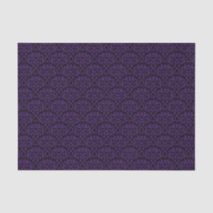 Papier Mousseline Noir et Royal violet Rose Floral Damask
