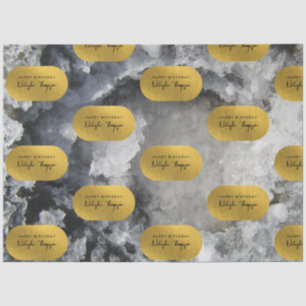 Papier Mousseline Noir Gold Foil Crystals de mer Signature Script