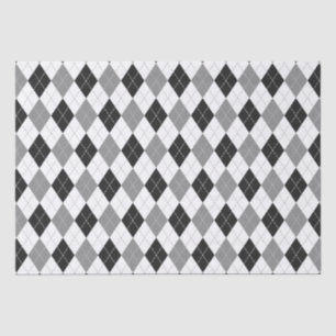 Papier Mousseline noir gris blanc Jacquard plaid