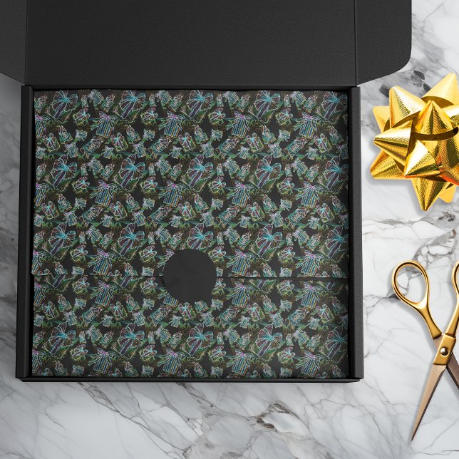 Papier Mousseline Noir Lumière Neon Lumineuse Noël Présents et Maiso (Créateur téléchargé)