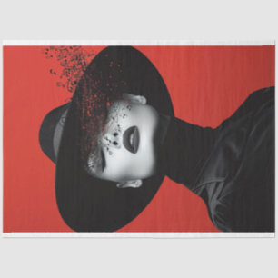 Papier Mousseline Noir Notes Lady in Black Music Notes Découpage