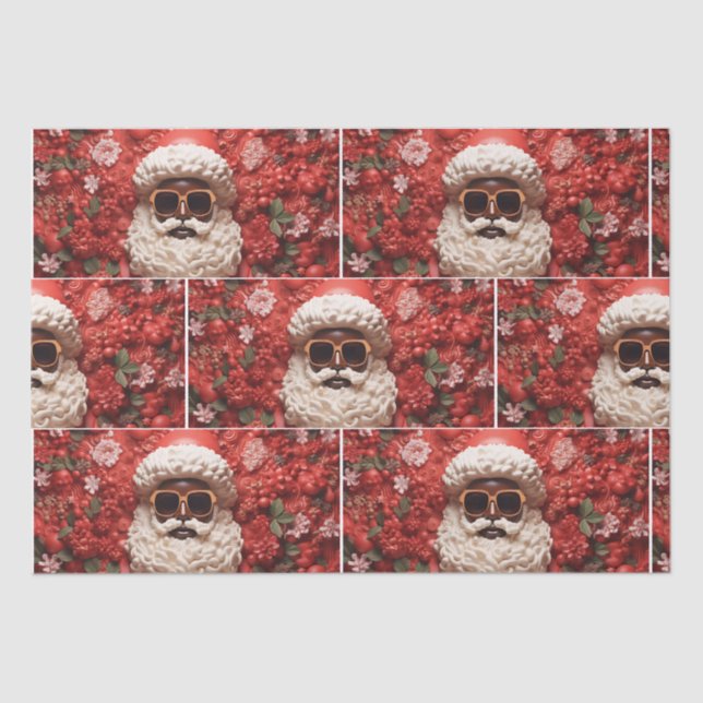 Papier Mousseline Noir Père Noël Melanin Noël 3D St Nick (Recto)