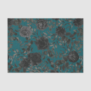 Papier Mousseline Noir Turquoise Rose gothique Élégant mariage
