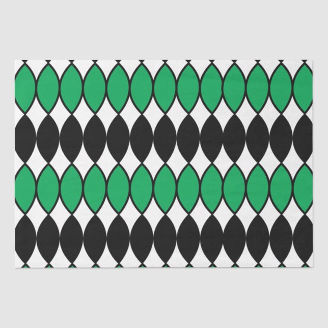 Papier Mousseline Noir Vert Abstrait Géométrique (Recto)