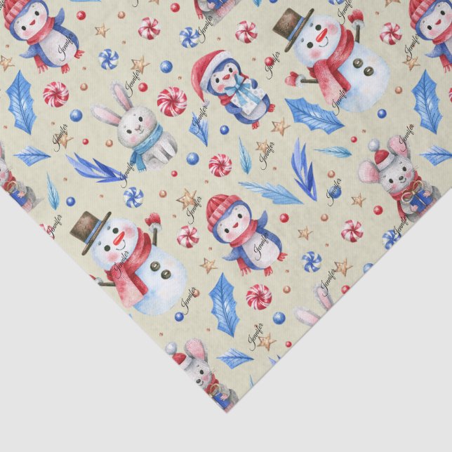 Papier Mousseline Nom, 3 feuilles Papier Tissu Fête de Noël (Détail)