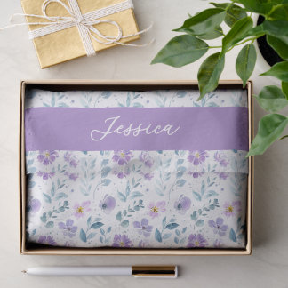 Papier Mousseline Nom de fleur sauvage aquarelle violet vert