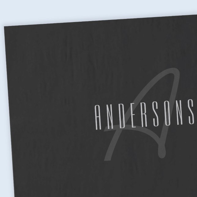 Papier Mousseline Nom et monogramme élégants modernes | Gris foncé e (Créateur téléchargé)