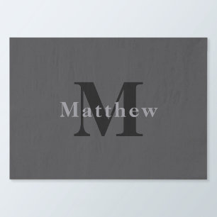 Papier Mousseline Nom et monogramme   Gris foncé