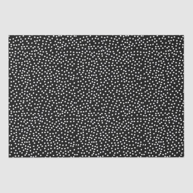 Papier Mousseline Nom Modern Cute Polka Dot noir et blanc (Recto)