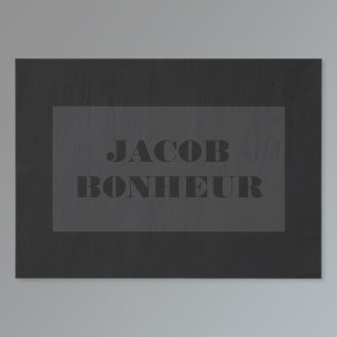 Papier Mousseline Nom Moderne Professionnel   Gris foncé & Noir