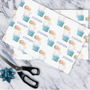 Papier Mousseline Nom personnalisé heureux Anniversaire Monogramme