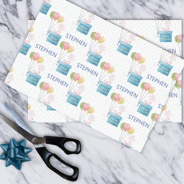 Papier Mousseline Nom personnalisé heureux Anniversaire Monogramme (Créateur téléchargé)