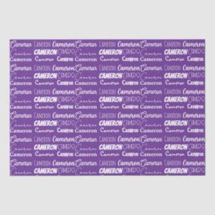 Papier Mousseline Nom personnalisé violet Police Collage Typographie