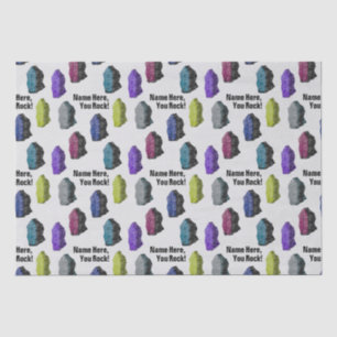 Papier Mousseline Nom personnalisé "You Rock !" Pierres colorées Gem