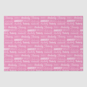 Papier Mousseline Nom rose personnalisé Polices mignonnes Collage An