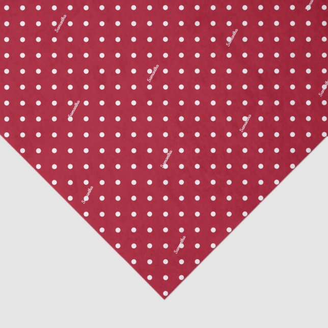 Papier Mousseline Nom sur points rouges et blancs à la mode (Détail)