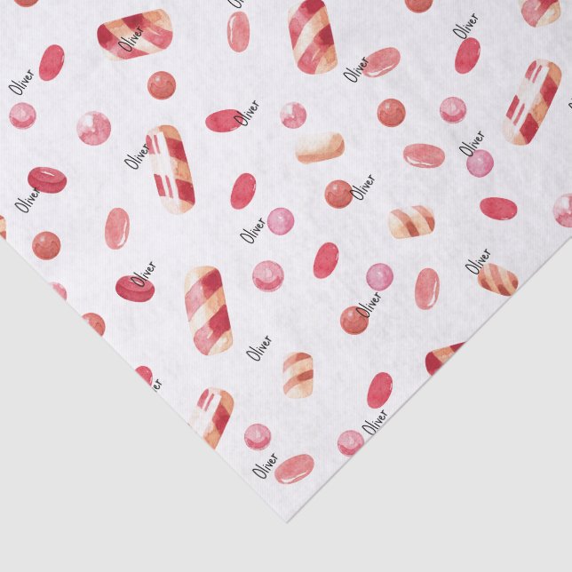 Papier Mousseline Nom, Tissue Paper (3) Valentine Motif de bonbons (Détail)
