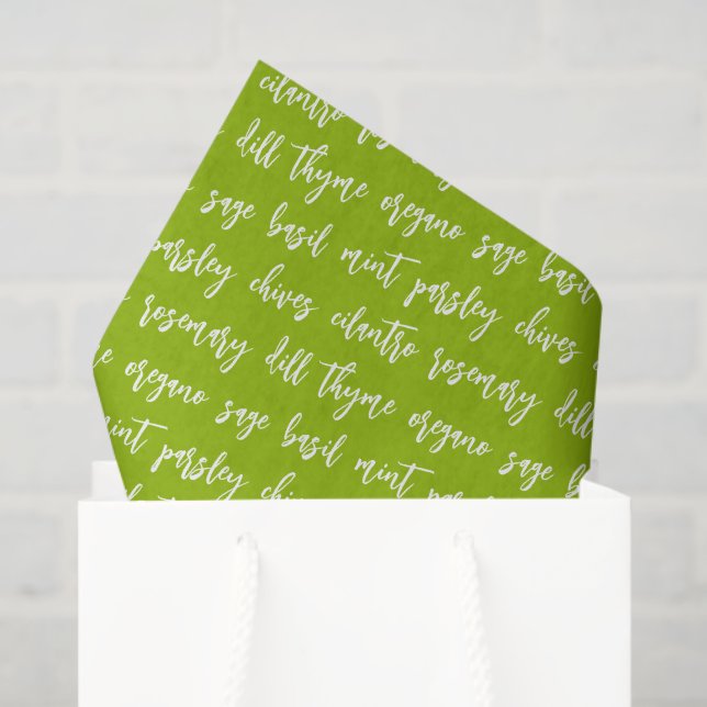 Papier Mousseline Noms de plantes vertes de script (Sac cadeau)