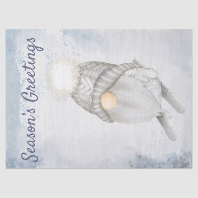 Papier Mousseline Nordic Christmas Festive Skiing Gnome (Recto)