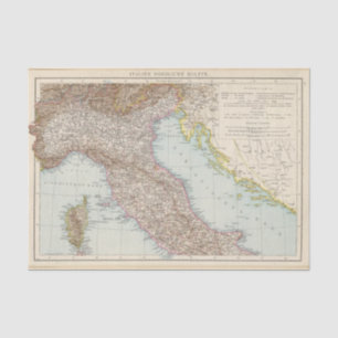 Papier Mousseline Nordliche Halfte, carte d'Italien de l'Italie du