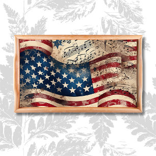 Papier Mousseline Note de musique vintage Patriotic American Flag
