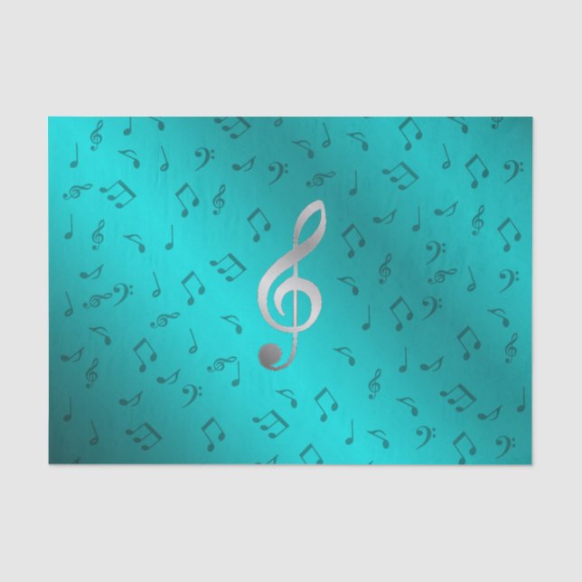 Papier Mousseline notes de musique argentées (Recto)