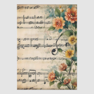 Papier Mousseline Notes de musique de danse vintage, décoration flor
