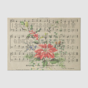 Papier Mousseline Notes de musique de Noël Vintage avec Florals