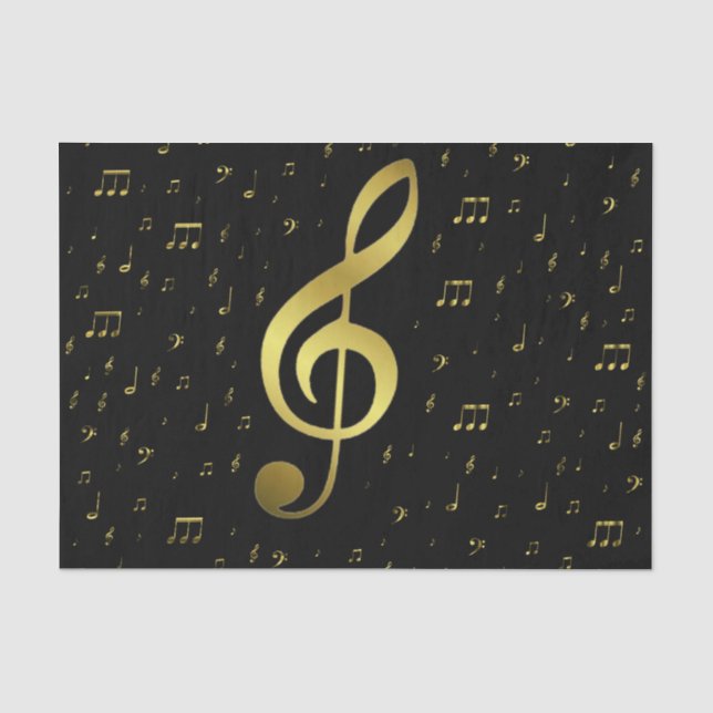 Papier Mousseline notes de musique dorées (Recto)