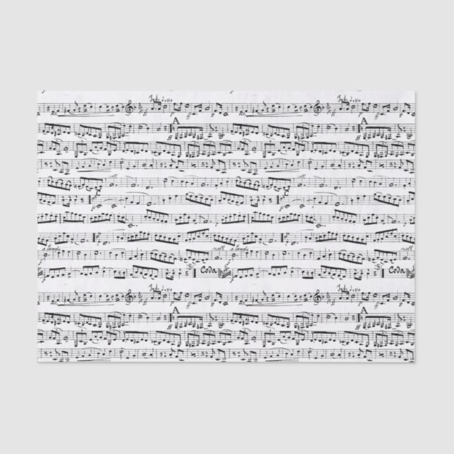 Papier Mousseline Notes musicales noires et blanches (Recto)