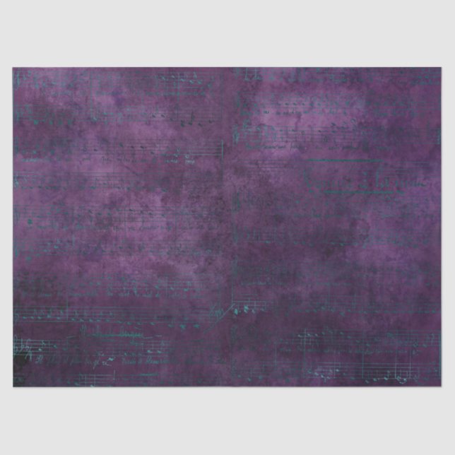 Papier Mousseline Notes musicales turquoises sur le dénouement viole (Recto)