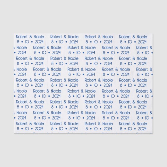 Papier Mousseline Notre Mariage - Nom & Date Tissue Paper, Blanc (Recto)