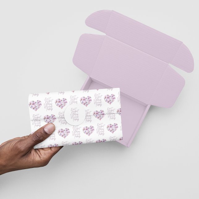 Papier Mousseline N'oublie pas de t'aimer aujourd'hui Tissu Paper (Encourage self care with this cherry blossom, "Don't forget to love yourself" tissue paper! )