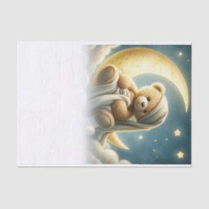 Papier Mousseline Noun ours en peluche sur lune étoiles ciel céleste