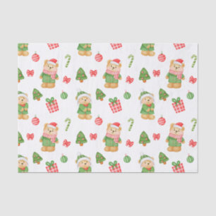 Papier Mousseline Nounours, arbres de Noël et ornements