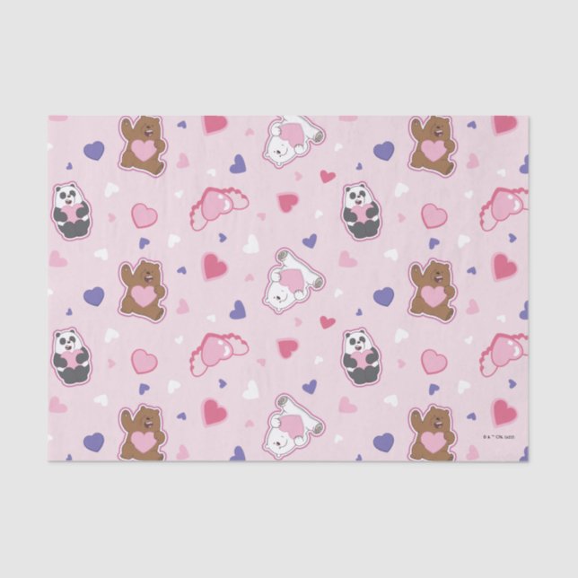 Papier Mousseline Nous les ours nus - Valentine Hearts Motif (Recto)