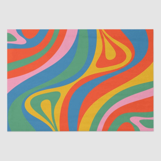 Papier Mousseline Nouveau Motif Abstrait coloré Groove Retro Trippy (Recto)