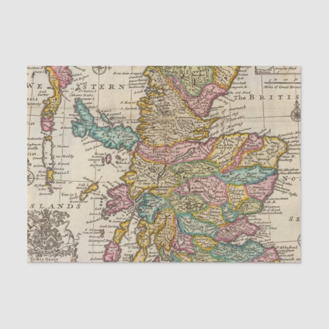 Papier Mousseline Nouvelle et correcte carte de l'Ecosse et des îles (Recto)