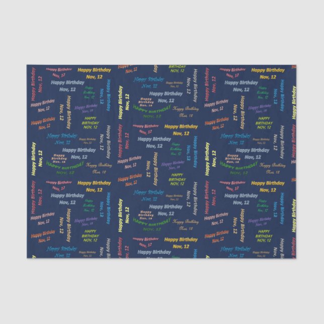 Papier Mousseline Novembre, 12 Anniversaire Tissue Paper (Recto)