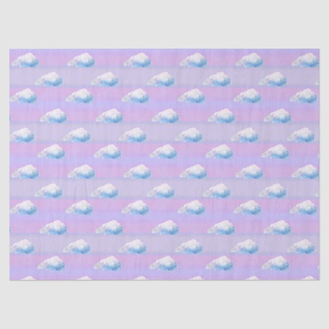 Papier Mousseline Nuage 9 Nuageux Violet et Bleu (Recto)