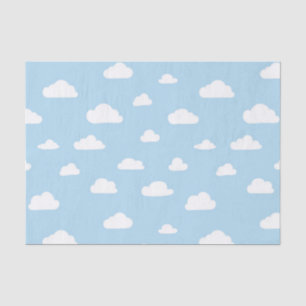 Papier Mousseline Nuages blancs de bande dessinée sur le motif bleu